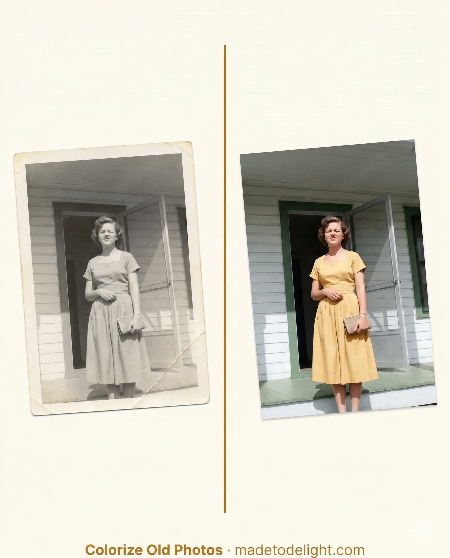 Seeing her own mother in color. A daughter finally sees her late mother in color for the first time, through a colorized version of the only photo she had.